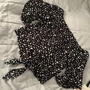 Off the shoulder black and white blouse